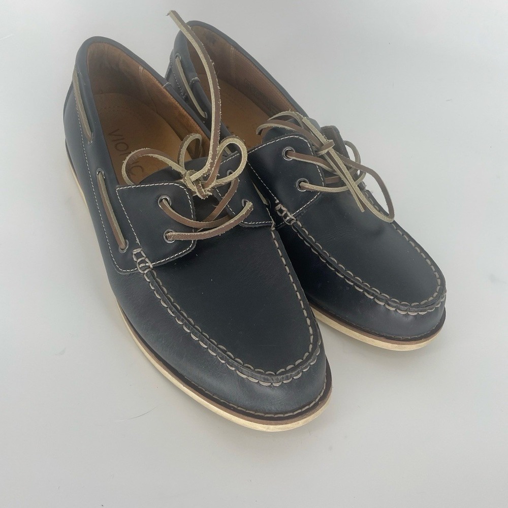 Vionic Spring Lloyd Boat Shoes Loafers size 10 Navy Leather‎ Preppy Comfort
